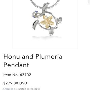 Na Hoku Honu and Plumeria Necklace turtle